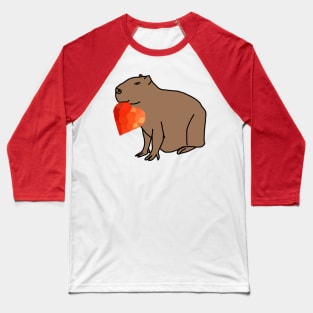 Cute Valentines Day Capybara with Red Heart Baseball T-Shirt